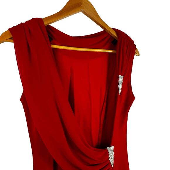Tadashi Womens Red Cowl Neck Open Back Sleeveless Bodycon Long Dress Size S - Picture 11 of 16